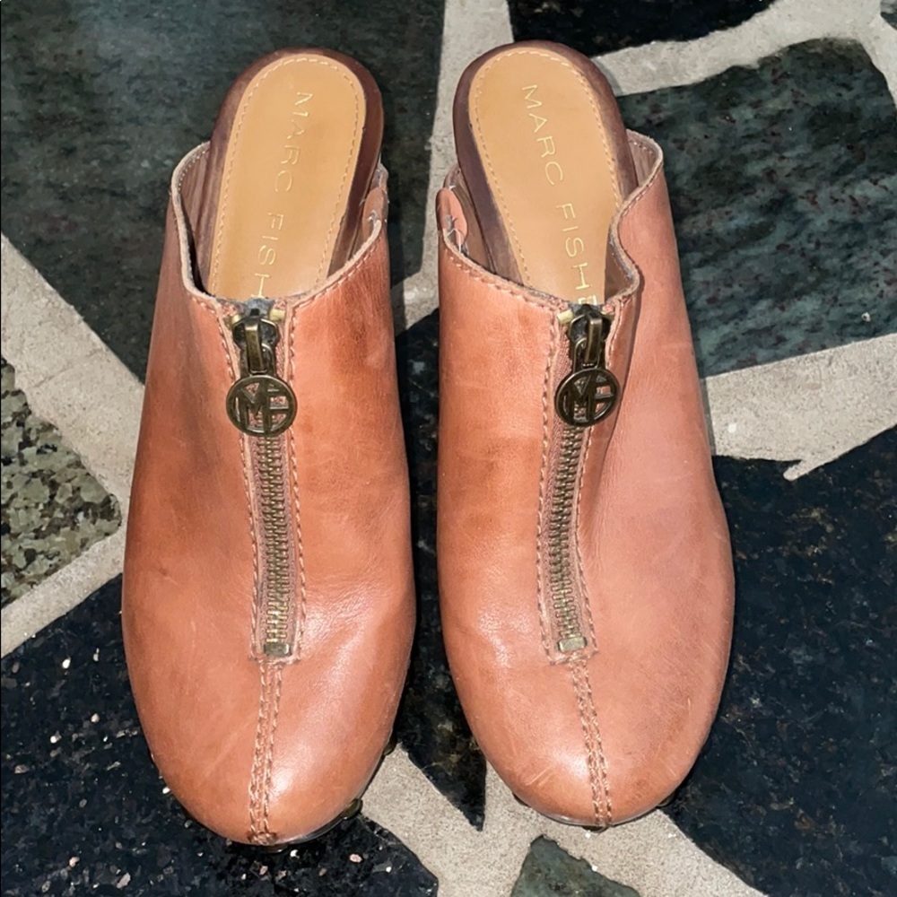 Marc Fisher Cognac Wedge Clog Mule - image 2